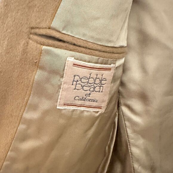 Pebble Beach California Men’s Wool Camel Coat with Wood Buttons Size S - Picture 7 of 7